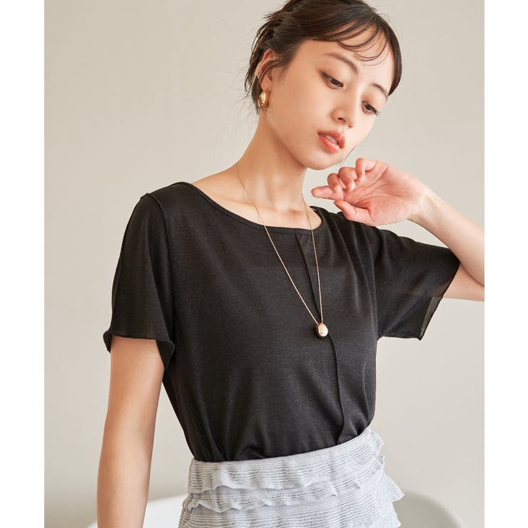 ブラック(01) | 【洗える】ラメメローTシャツ | VIS 