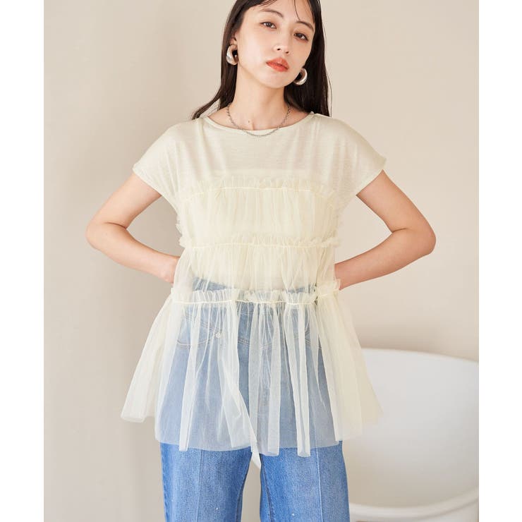 イエロー(80) | チュールコンビラメプルオーバー | VIS 