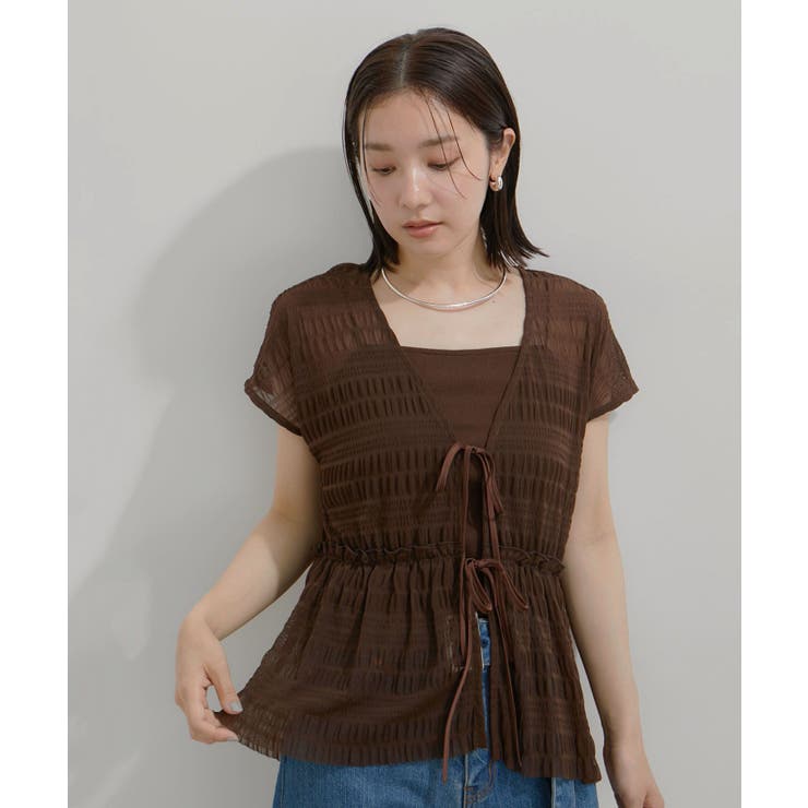 ダークブラウン(20) | シャーリングカーデ×キャミアンサンブル | VIS 