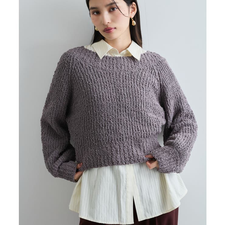 チャコール(06) | ユルネックポコポコヤーンニットプルオーバー | VIS 