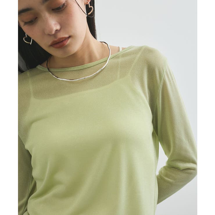 クルーネックインナートップス（レース・チェック・ラメ・シアー） | VIS  | 詳細画像18 