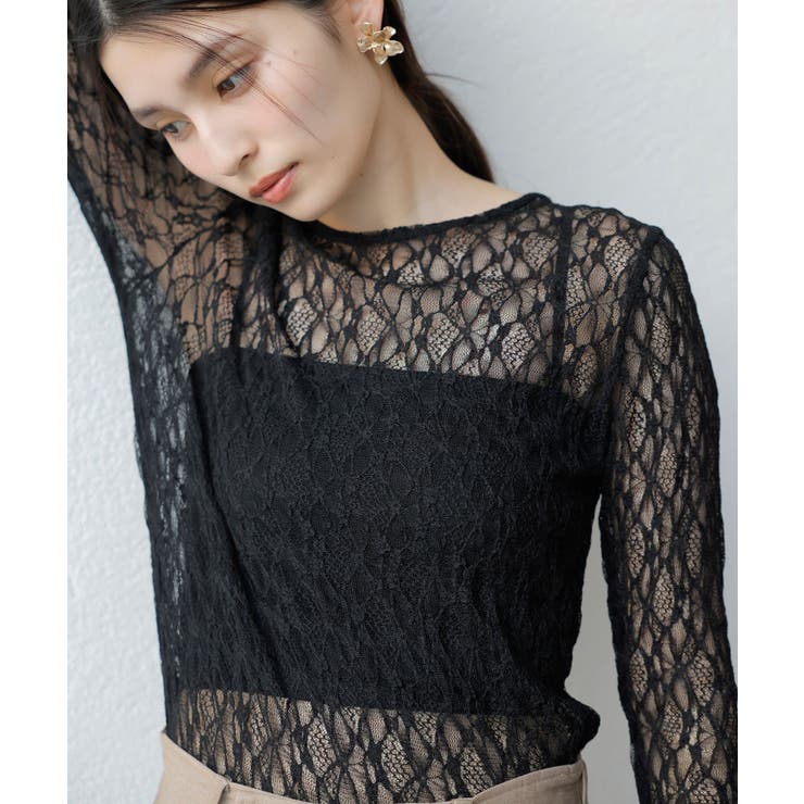 クロメイン | クルーネックインナートップス（レース・チェック・ラメ・シアー） | VIS 