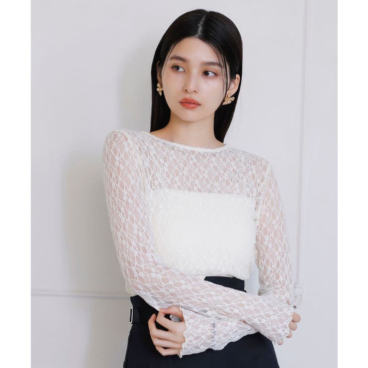 オフサブ | クルーネックインナートップス（レース・チェック・ラメ・シアー） | VIS 