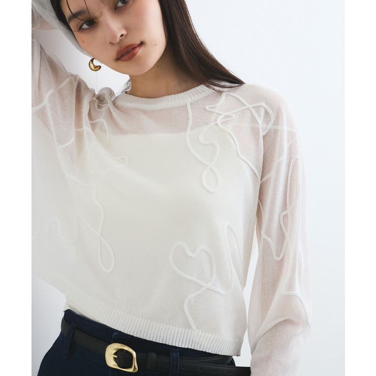 コード刺繍シアーニット | VIS  | 詳細画像1 