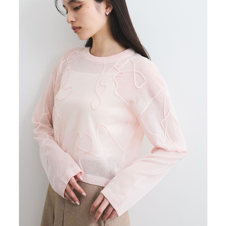 ピンク(63) | コード刺繍シアーニット | VIS 