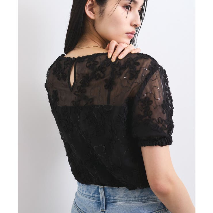 ブラック(01) | コード刺繍シアープルオーバー | VIS 