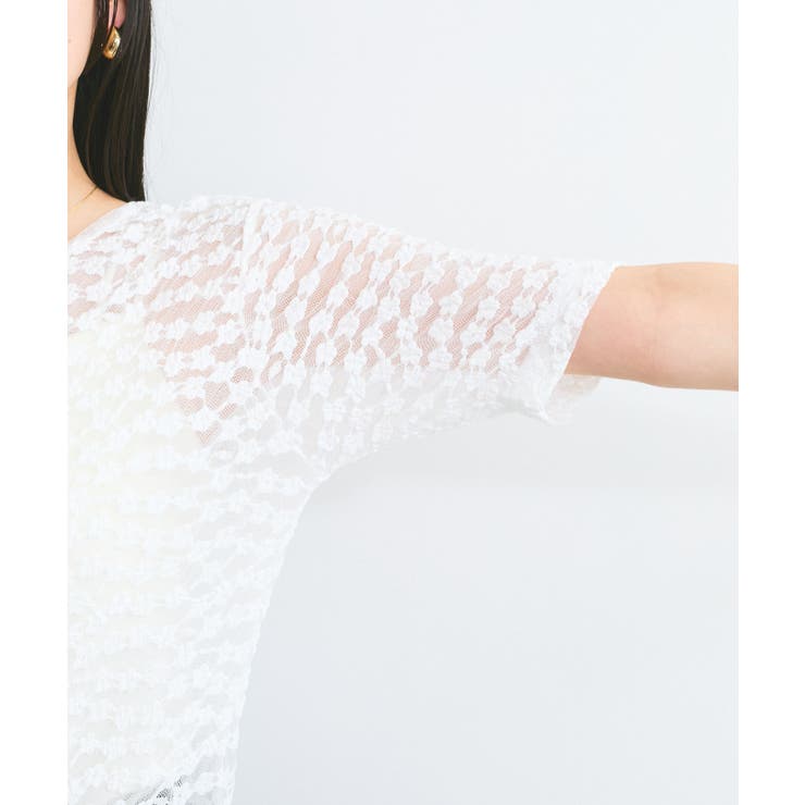 【前後2WAY】レース五分袖シアーカットプルオーバー | VIS  | 詳細画像10 