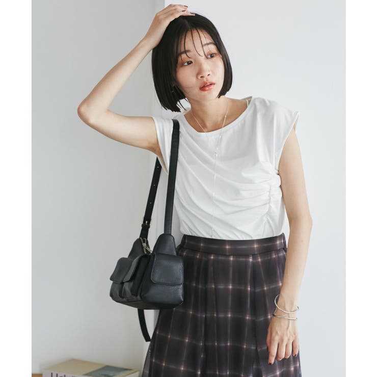 ホワイト(10) | アシメギャザートップス | VIS 