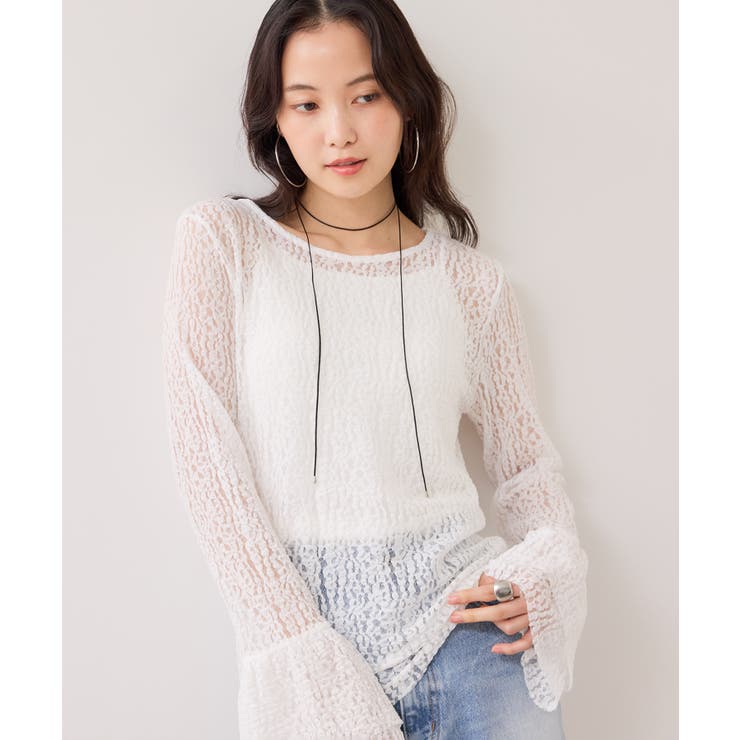 オフホワイト(15) | フレアスリーブレーストップス | VIS 