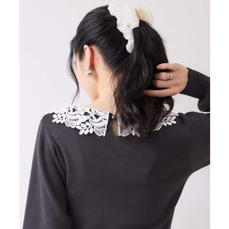 レースカラーニットプルオーバー/イージーケア | VIS  | 詳細画像10 