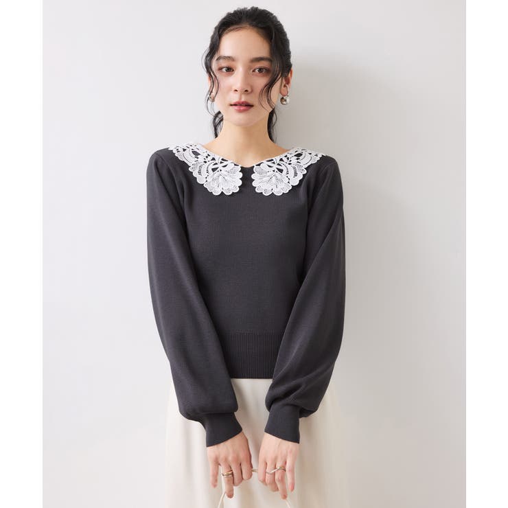 レースカラーニットプルオーバー/イージーケア | VIS  | 詳細画像11 