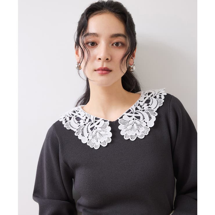 レースカラーニットプルオーバー/イージーケア | VIS  | 詳細画像12 