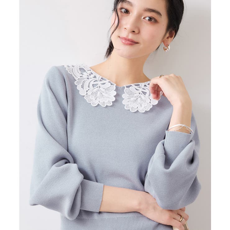 レースカラーニットプルオーバー/イージーケア | VIS  | 詳細画像15 