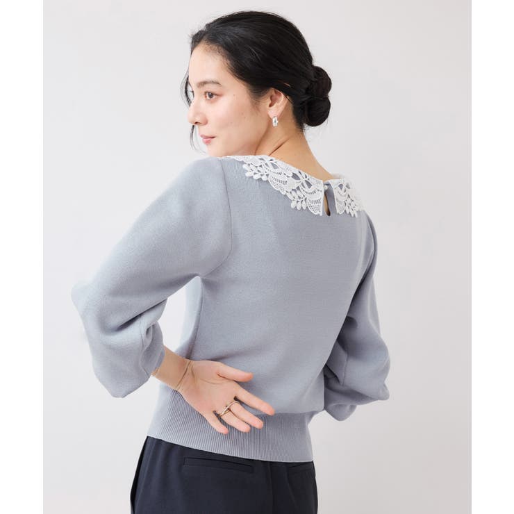 レースカラーニットプルオーバー/イージーケア | VIS  | 詳細画像16 
