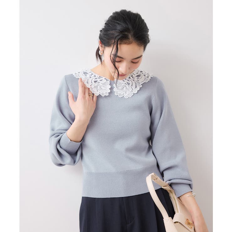 レースカラーニットプルオーバー/イージーケア | VIS  | 詳細画像17 