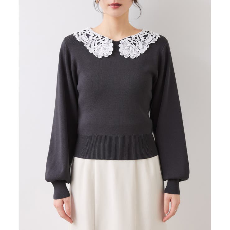 レースカラーニットプルオーバー/イージーケア | VIS  | 詳細画像21 