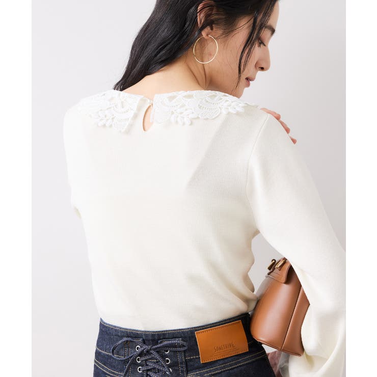 レースカラーニットプルオーバー/イージーケア | VIS  | 詳細画像4 