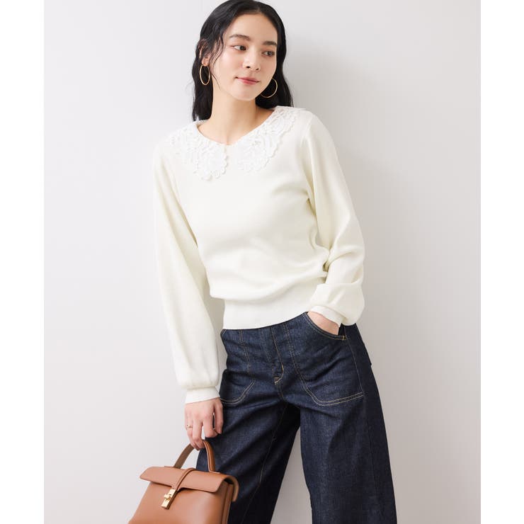 レースカラーニットプルオーバー/イージーケア | VIS  | 詳細画像5 