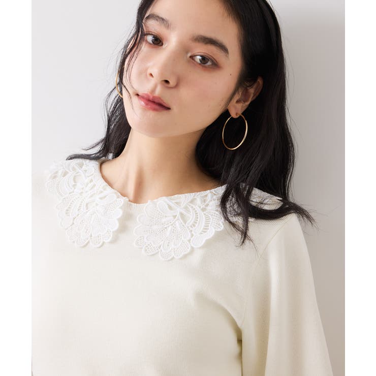 レースカラーニットプルオーバー/イージーケア | VIS  | 詳細画像6 