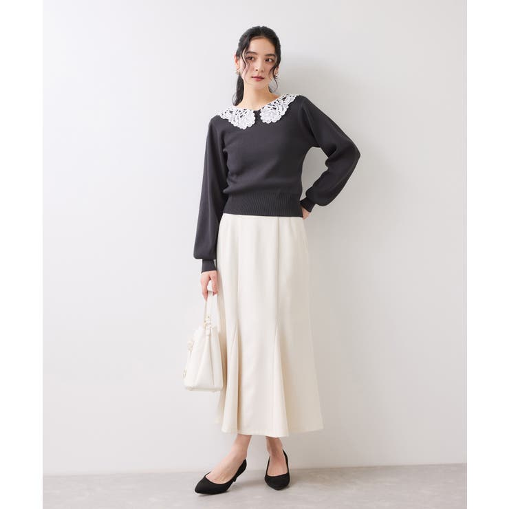 レースカラーニットプルオーバー/イージーケア | VIS  | 詳細画像8 