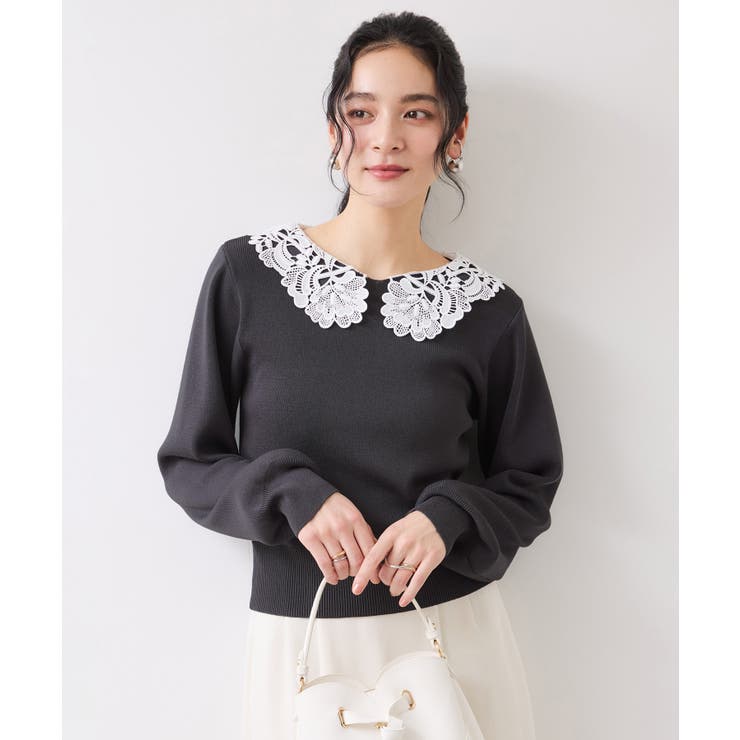 レースカラーニットプルオーバー/イージーケア | VIS  | 詳細画像9 