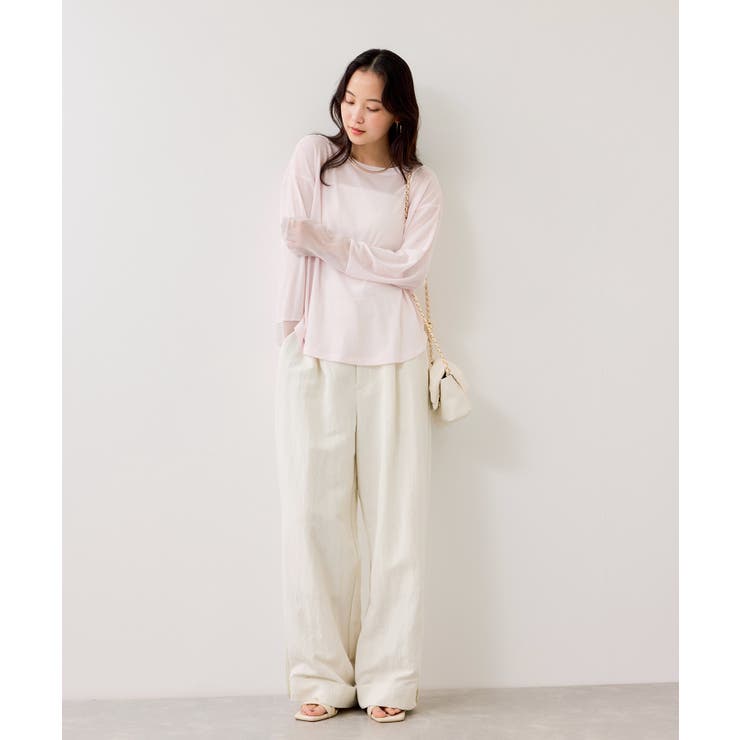 ラメメッシュスリーブ切り替えシアーロンT | VIS  | 詳細画像2 