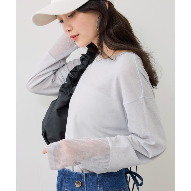 ラメメッシュスリーブ切り替えシアーロンT | VIS  | 詳細画像28 