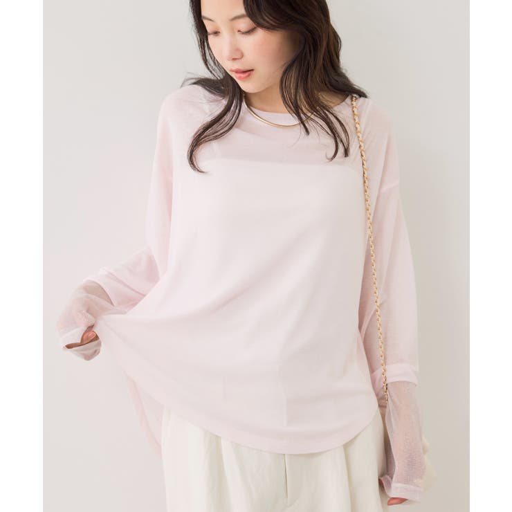 ラメメッシュスリーブ切り替えシアーロンT | VIS  | 詳細画像5 