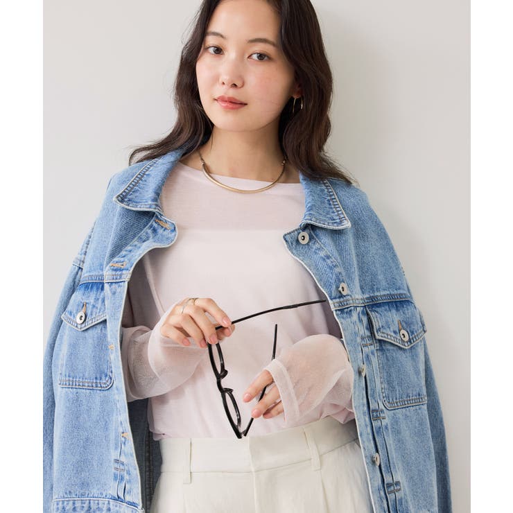 ラメメッシュスリーブ切り替えシアーロンT | VIS  | 詳細画像7 