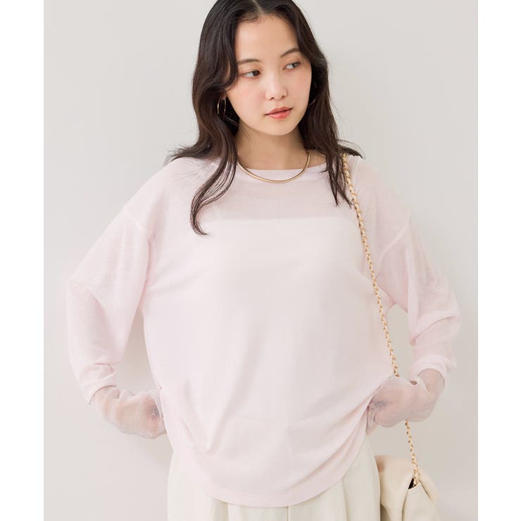 ピンク(63) | ラメメッシュスリーブ切り替えシアーロンT | VIS 