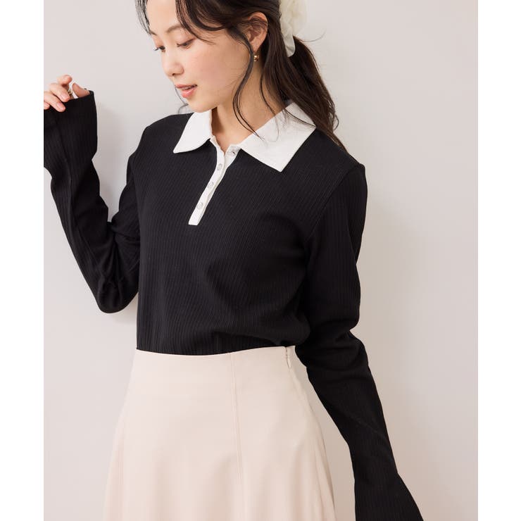 バイカラーポロ襟カットソー/イージーケア | VIS  | 詳細画像11 