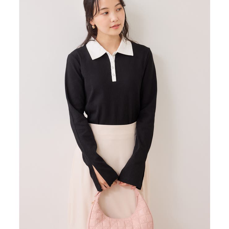 バイカラーポロ襟カットソー/イージーケア | VIS  | 詳細画像12 