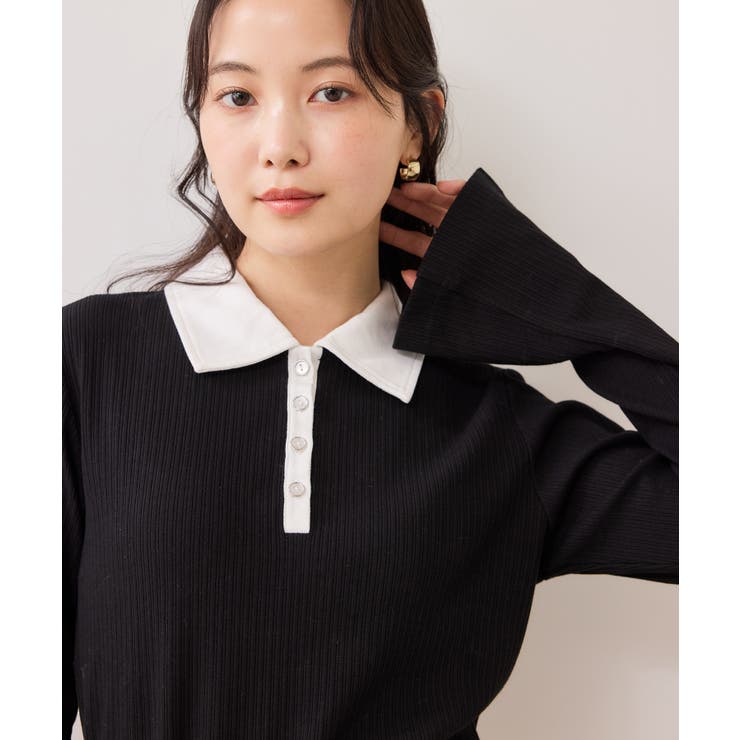 バイカラーポロ襟カットソー/イージーケア | VIS  | 詳細画像13 