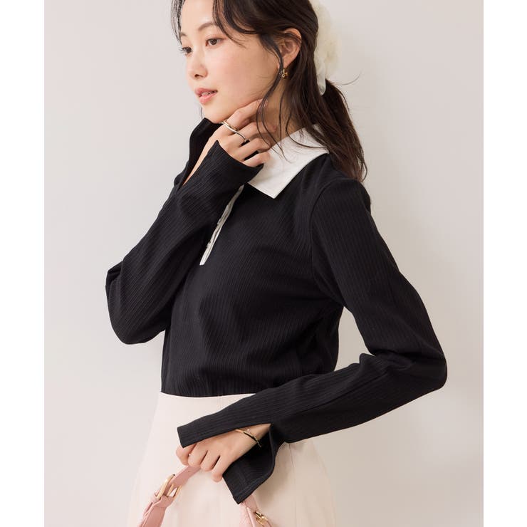 バイカラーポロ襟カットソー/イージーケア | VIS  | 詳細画像14 