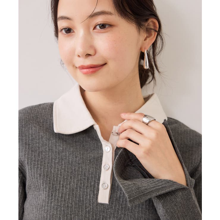 バイカラーポロ襟カットソー/イージーケア | VIS  | 詳細画像19 