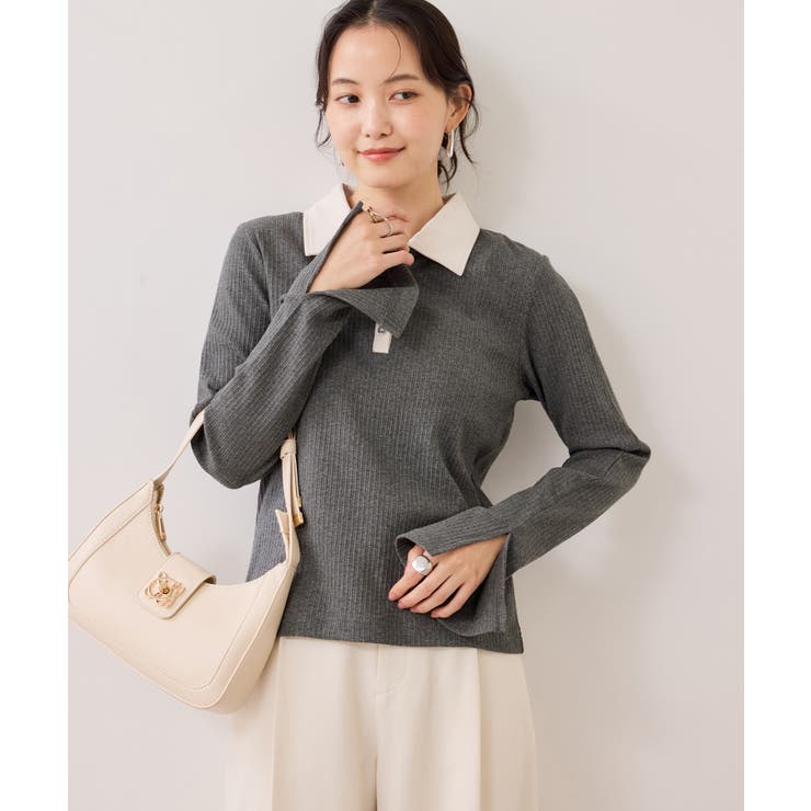 バイカラーポロ襟カットソー/イージーケア | VIS  | 詳細画像20 