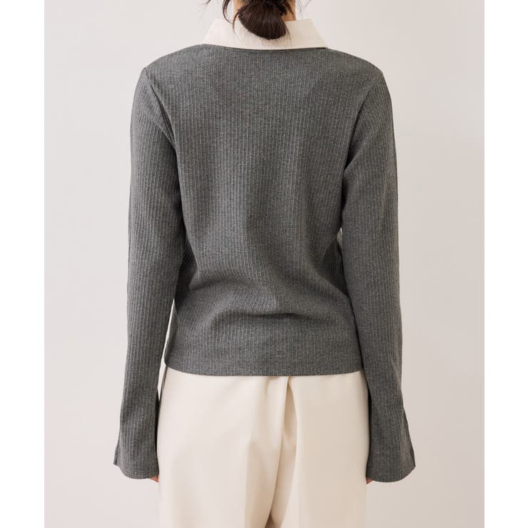 バイカラーポロ襟カットソー/イージーケア | VIS  | 詳細画像25 