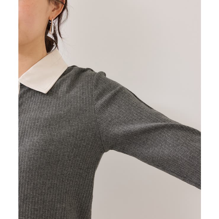 バイカラーポロ襟カットソー/イージーケア | VIS  | 詳細画像27 