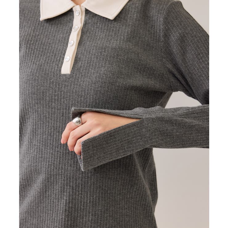 バイカラーポロ襟カットソー/イージーケア | VIS  | 詳細画像29 