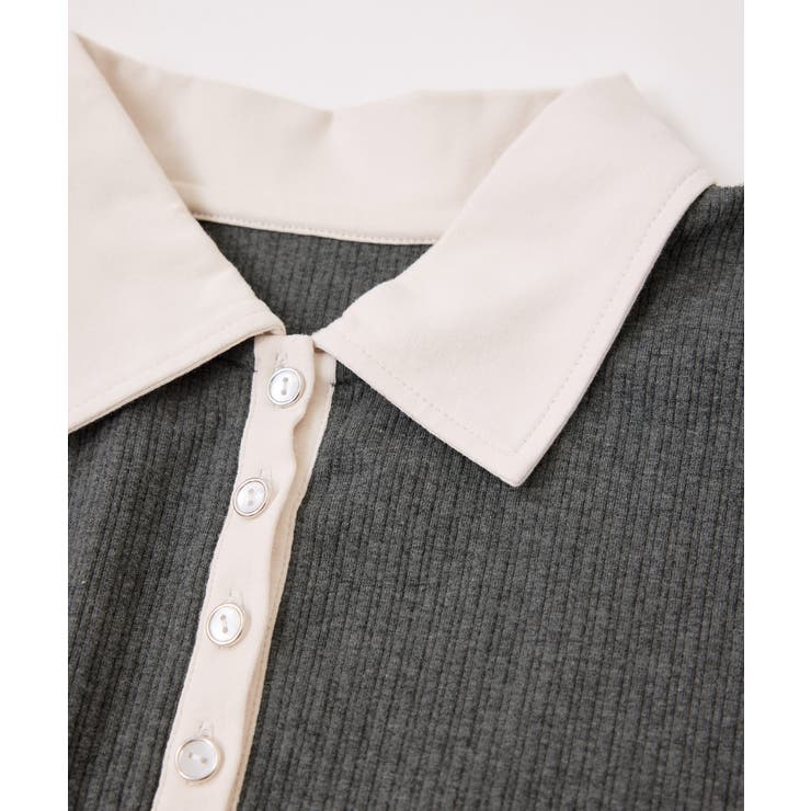 バイカラーポロ襟カットソー/イージーケア | VIS  | 詳細画像30 