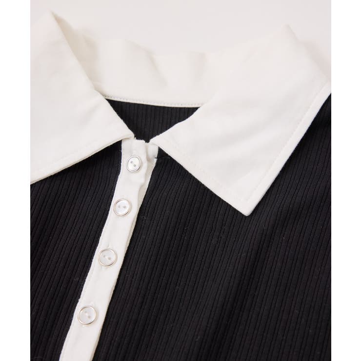 バイカラーポロ襟カットソー/イージーケア | VIS  | 詳細画像31 