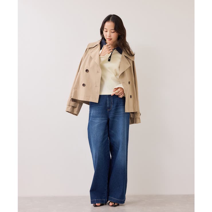 バイカラーポロ襟カットソー/イージーケア | VIS  | 詳細画像8 