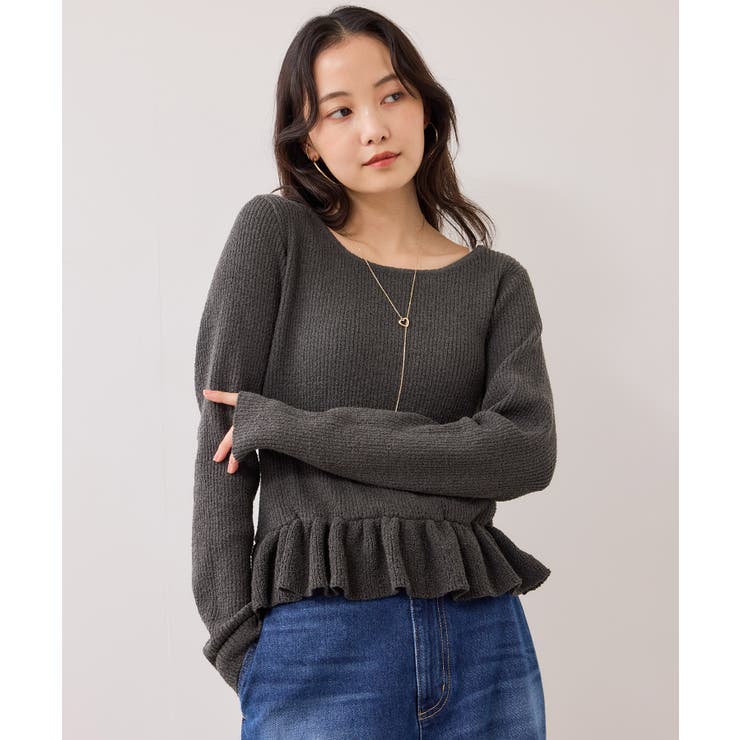 スラブヤーンペプラムフリルニットプルオーバー | VIS  | 詳細画像10 