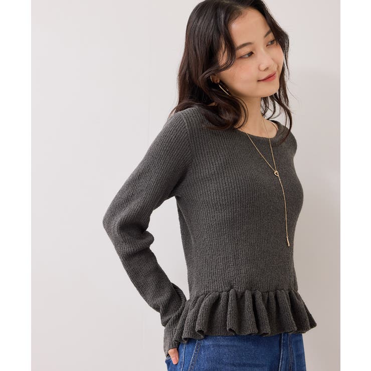 スラブヤーンペプラムフリルニットプルオーバー | VIS  | 詳細画像12 