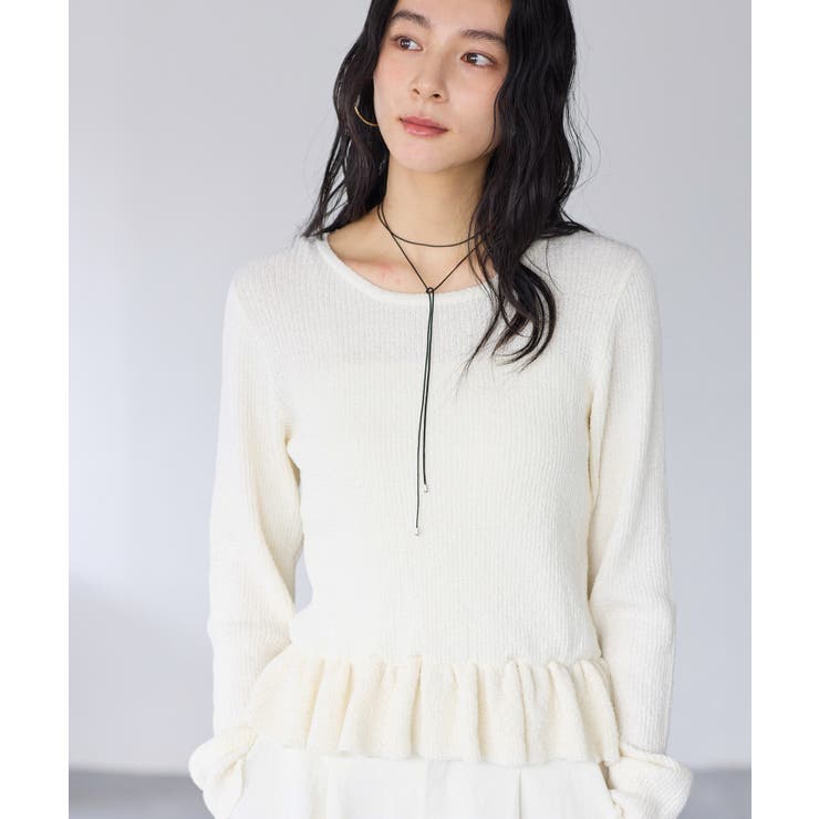 スラブヤーンペプラムフリルニットプルオーバー | VIS  | 詳細画像3 