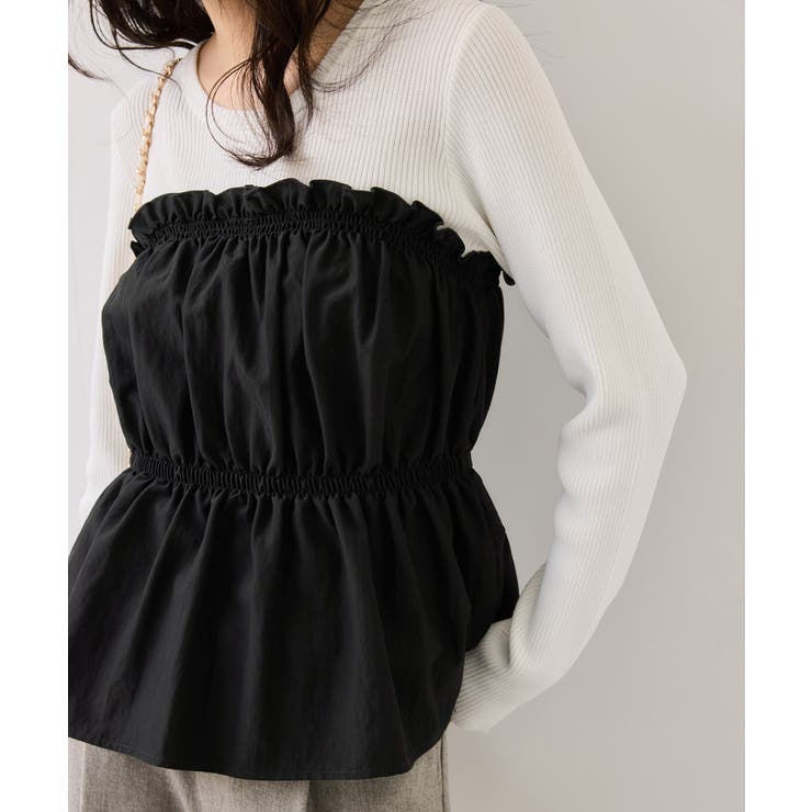 ブラック(01) | シャーリングビスチェドッキングニット/イージーケア | VIS 