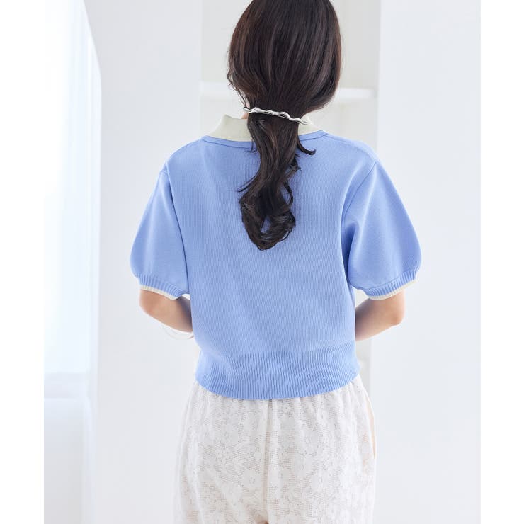 ダブルカラー半袖ポロニットトップス/WEB限定カラー | VIS  | 詳細画像35 