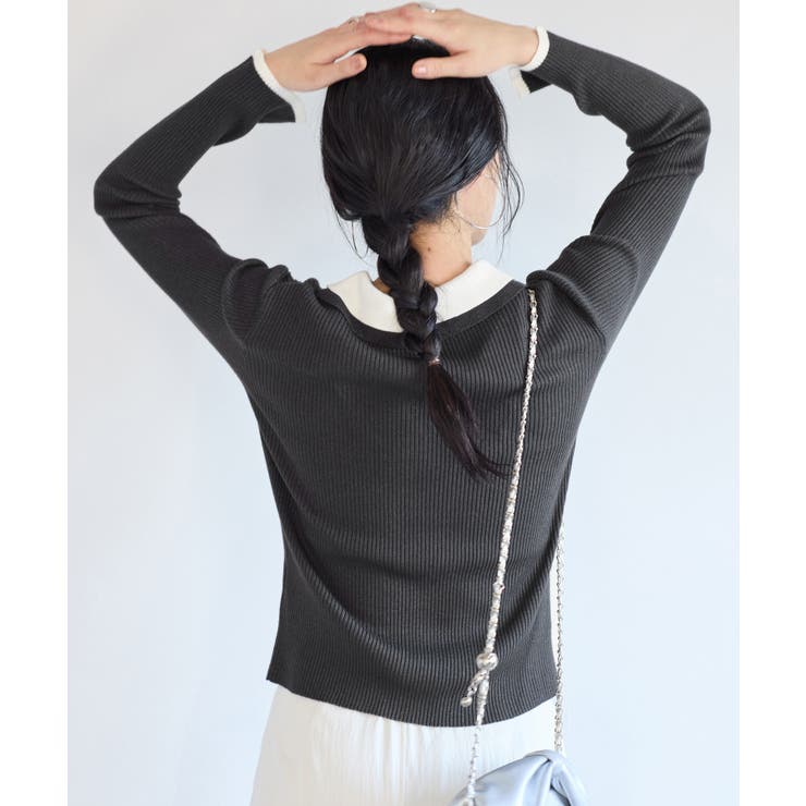 ダブルカラーポロニットトップス | VIS  | 詳細画像10 