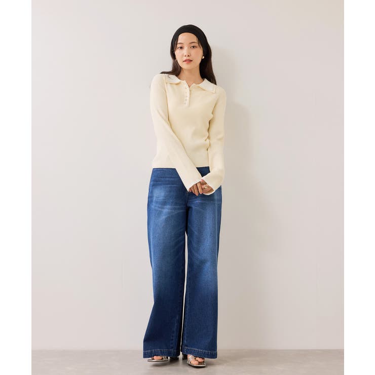 ダブルカラーポロニットトップス | VIS  | 詳細画像12 