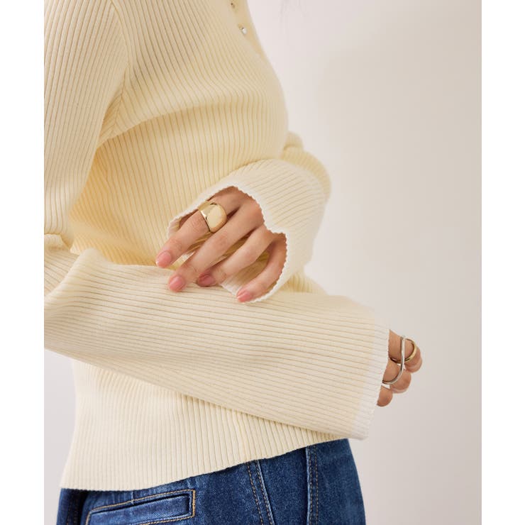 ダブルカラーポロニットトップス | VIS  | 詳細画像14 